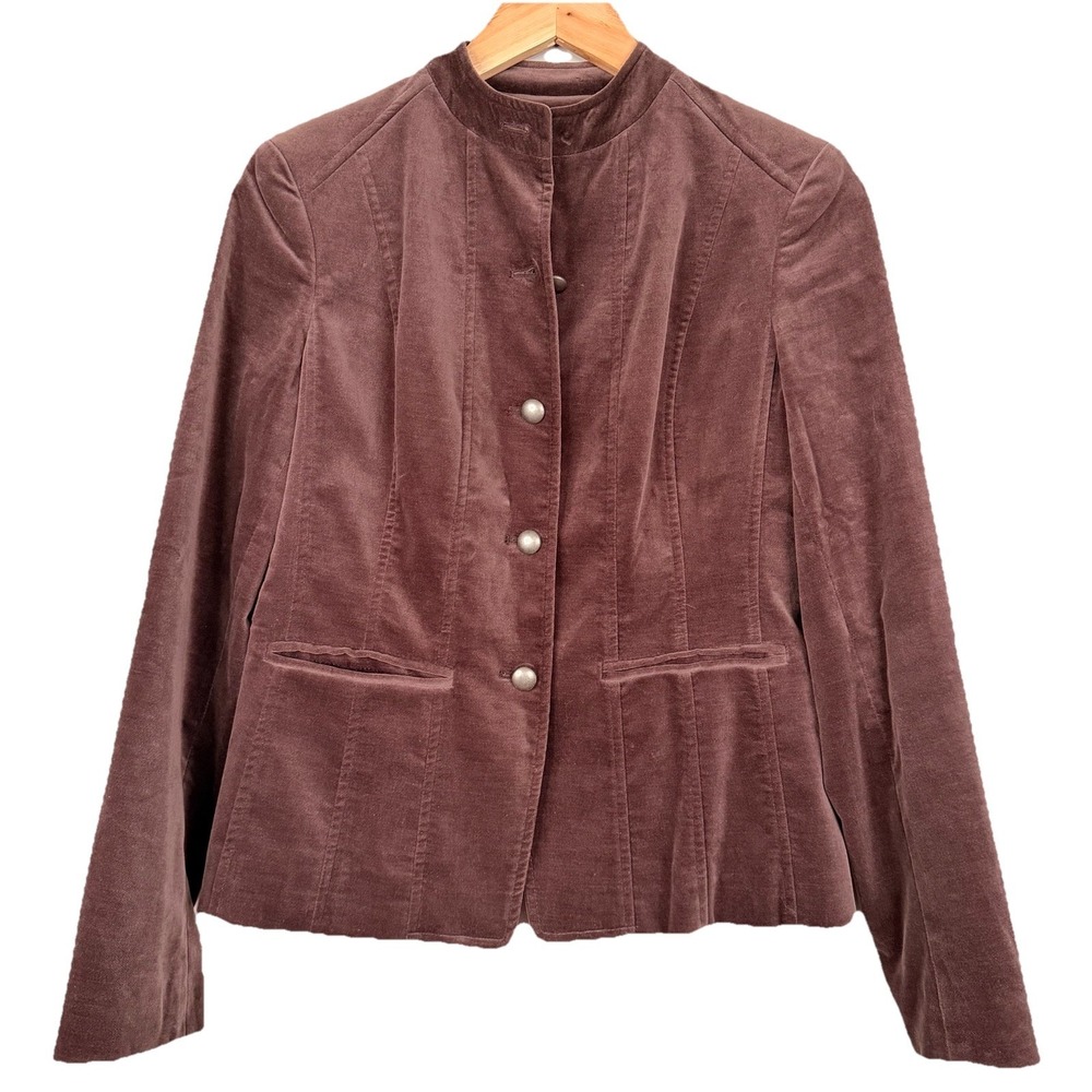 AK Anne Klein Brown Velvet Women's Blazer Jacket Lined 100%ACETATE & Cotton SZ-4